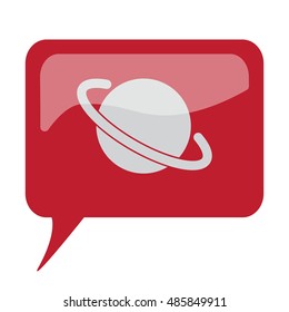 Red speech bubble with white Jupiter Icon icon on white background