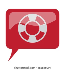 Red speech bubble with white Life Buoy icon on white background
