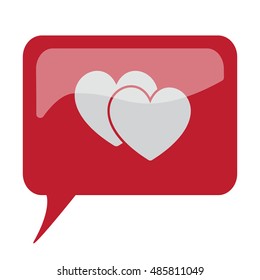 Red speech bubble with white Love Sign icon on white background