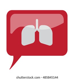 Red speech bubble with white Lungs icon on white background