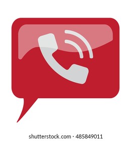 Red speech bubble with white Phone icon on white background