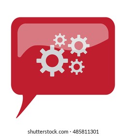 Red speech bubble with white Process icon on white background