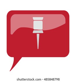 Red speech bubble with white Pushpin icon on white background