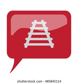 Red speech bubble with white Railroad icon on white background
