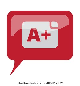 Red speech bubble with white Rating icon on white background