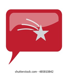 Red speech bubble with white Shooting Star icon on white background