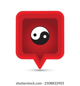 Red speech bubble with yin yang symbol