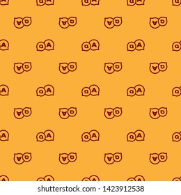 Red Speech bubbles with Question and Answer icon isolated seamless pattern on brown background. Q and A symbol. FAQ sign. Chat speech bubble and chart.  Vector Illustration