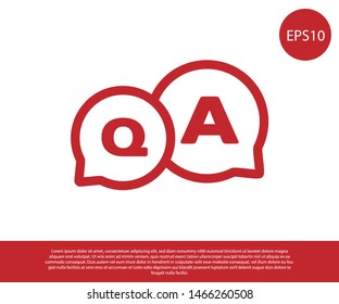Red Speech bubbles with Question and Answer icon isolated on white background. Q and A symbol. FAQ sign. Chat speech bubble and chart.  Vector Illustration