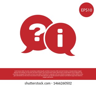 Red Speech bubbles with Question and Exclamation icon isolated on white background. FAQ sign. Copy files, chat speech bubble and chart.  Vector Illustration