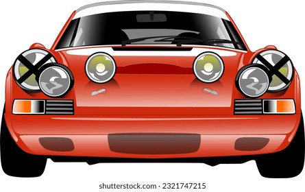 red speed fast race track performance classic vintage antique oldschool retro car front side view wheels vector illustration