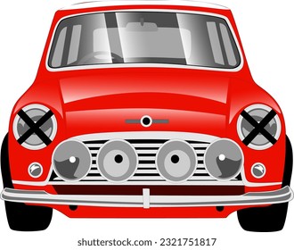 red speed fast race track performance classic vintage antique oldschool retro car front side view wheels vector illustration