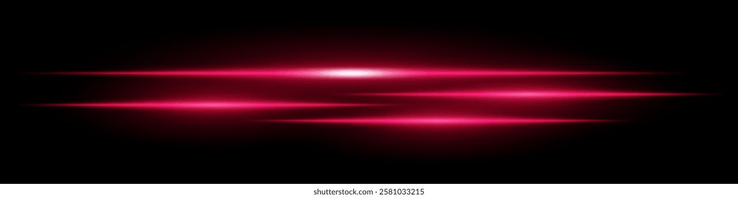 Red speed light streaks set. Glowing motion blur lines futuristic neon effect on a dark background. Sci-fi energy beams, cyberpunk style, high-tech speed trails, and digital acceleration visuals