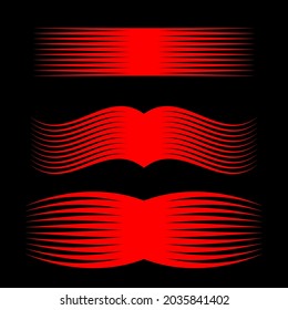 Red Speed Line Set. Horizontal Motion effect. Flying particles. Vector