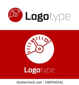 Red Speedometer icon isolated on white background. Logo design template element. Vector Illustration