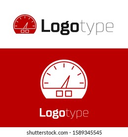 Red Speedometer icon isolated on white background. Logo design template element. Vector Illustration