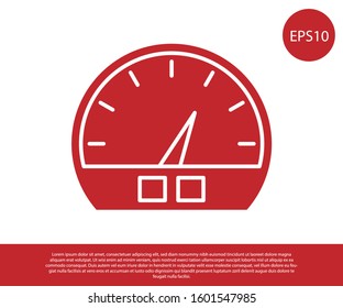 Red Speedometer icon isolated on white background.  Vector Illustration