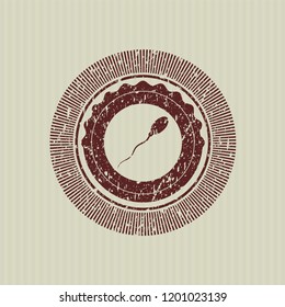 Red sperm icon inside distress grunge stamp