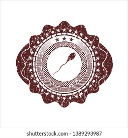 Red sperm icon inside distressed with rubber seal texture