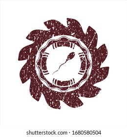 Icono de esperma rojo dentro de la estampilla de estilo grueso
