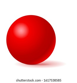 Red sphere. 3d geometric shape. Vector illustration isolated on white background