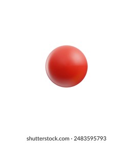 Red sphere 3D model icon. Geometric round figure glossy surface vector render illustration isolated. Volumetric ball shape, plastic toy block. Realistic game metaverse concept