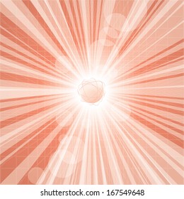 Red sphere with a burst vector illustration.