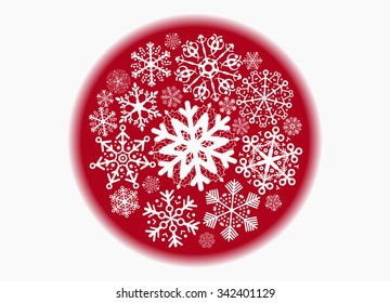 red sphere with snowflakes