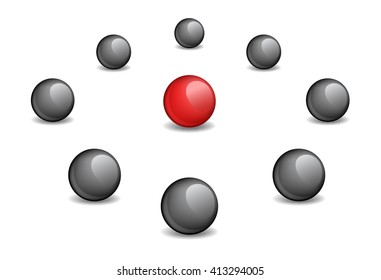 Red sphere surrounded black, the vector image 