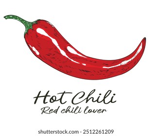 Obra de arte de chile picante rojo. Diseño de chile caliente para impresión de camiseta, póster, pegatina, fondo y otros usos.