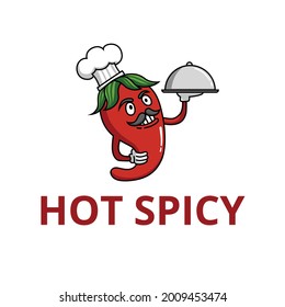 red spicy chili design logo. red chili bring a food illustration design logo. vector logo