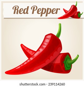 Red Spicy Peppers. Detailed Vector Icon. Series of food and drink and ingredients for cooking.