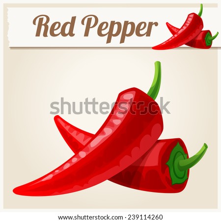 Red Spicy Peppers. Detailed Vector Icon. Series of food and drink and ingredients for cooking.