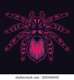 ilustración de arte de araña roja en fondo oscuro