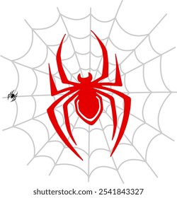 Arte da aranha vermelha em uma teia 