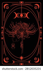 Red Spider Lily Flower Design With Celestial Art