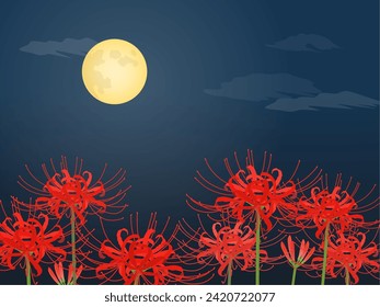 Red spider lily and full moon background svg