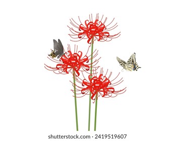 Red spider lily and swallowtail butterfly svg