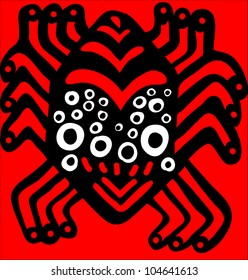 red spider with multiple eyes