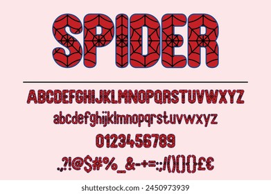 Red Spider Typography Art. Creative Graphic Design with Diverse Font Elements