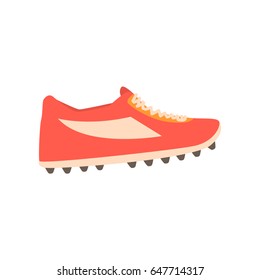 Red spiked football shoe cartoon vector Illustration