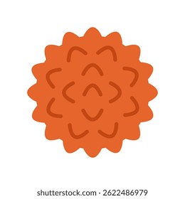 Bola de massagem com pontas vermelhas. Equipamento de libertação miofascial. QMF. Fascia e relaxamento muscular após esportes e fitness. Assistência médica, reabilitação. Ilustração plana vetorial isolada sobre fundo branco