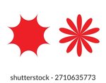 Red Spiky Burst and Flower Shape on White Background Keywords: red, spiky, burst, flower, shape, explosion