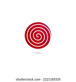 Red spiral logo, symbol. Vector icon, design element. Isolated on white background, eps 10.