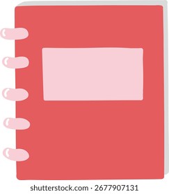 Red spiral notebook with blank label for writing or drawing