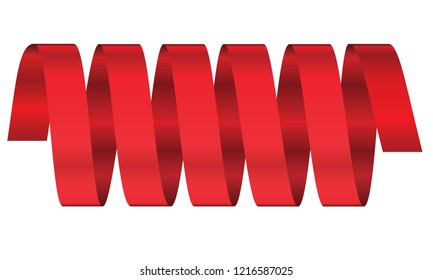 Red Spiral Ribbon Banner isolated on a white background