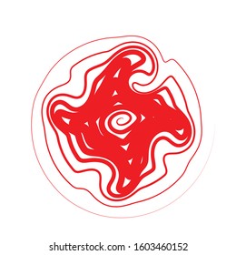 Red spiral swirl design element, isolated on white, vector sign symbol circle
