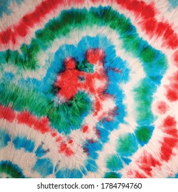 Red Spiral Tie Dye. Circle Abstract Print. Blue Swirl Background. Green White Tye Dye. Vector Dyed Print. Multicolor 1960s Stripe. Hippie Spiral Swirl. Spiral Brush Circle. Vector Dyed Background