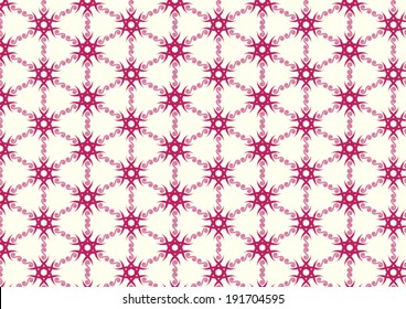 Red spiral and tribal or roots pattern on pastel background. Vintage and modern flower pattern for retro or abstract design