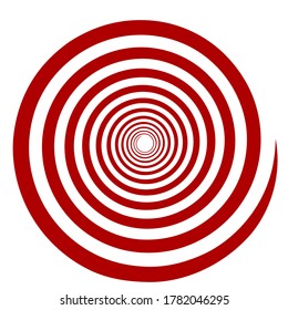 Red spiral tunnel, hypnosis, isolated on white background. Vector illustration, flat design element.